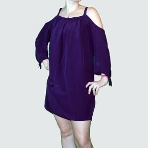 Madewell Size 8 NWT Cold Shoulder Silk Dress Purple